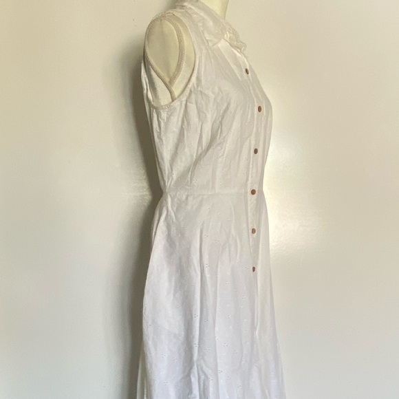 Vintage Western Hippie Button Down Sleeveless White Sewn Bohemian Pockets Retro - Picture 10 of 14